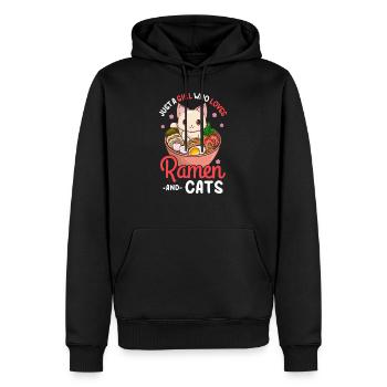 Ramen Katzen - Männer Premium Bio Hoodie - Schwarz - Vorne - Nico (187cm)