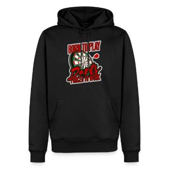 Geboren für Dart - Männer Premium Bio Hoodie - Schwarz - Vorne - Nico (187cm)