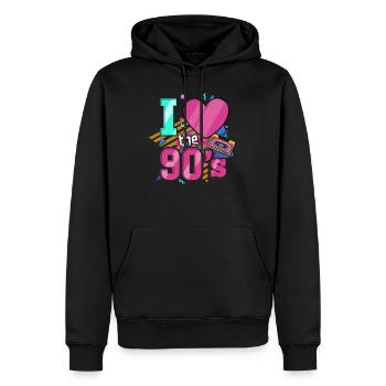 90er Jahre Neunziger Musik Party - Männer Premium Bio Hoodie - Schwarz - Vorne - Nico (187cm)