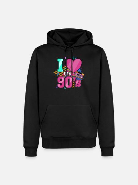 90s nineties music party - Men’s Premium Organic Hoodie - black