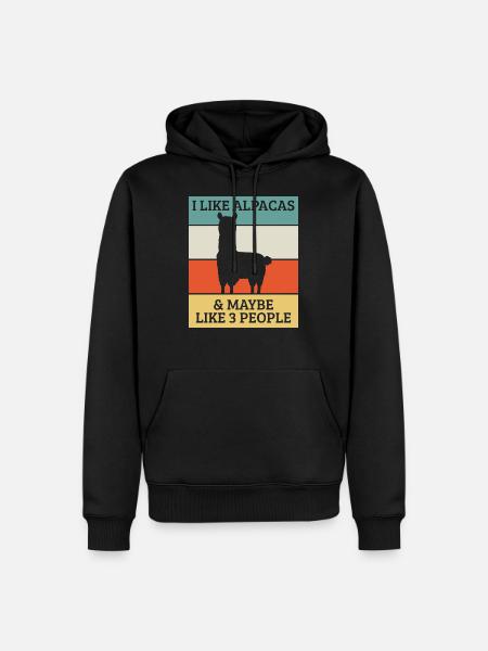 Alpaca - Männer Premium Bio Hoodie - Schwarz