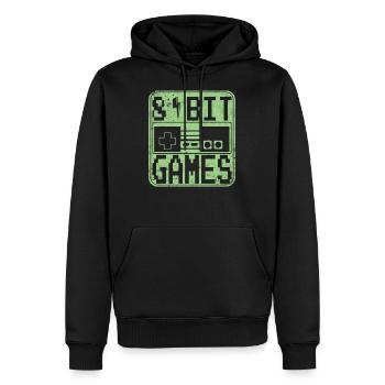 8 bit retro 80 er Gaming T-Shirt - Männer Premium Bio Hoodie - Schwarz - Vorne - Nico (187cm)
