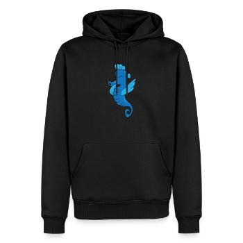 Seepferdchen - blau, DAB, dabben, dabbing, tanzen - Männer Premium Bio Hoodie - Schwarz - Vorne - Nico (187cm)