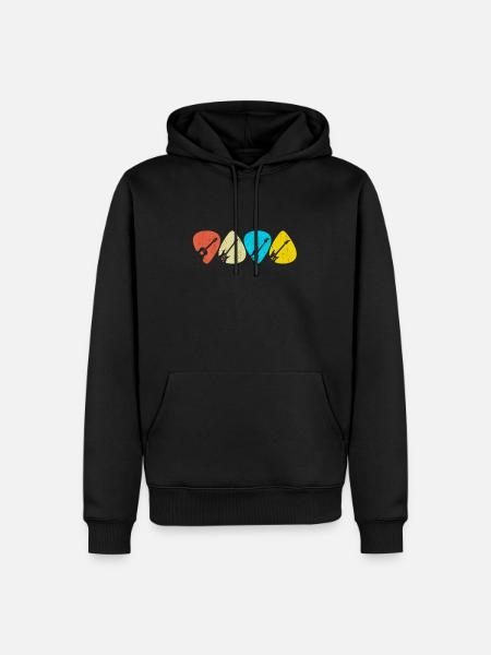 Retro Picking Gitarren - Männer Premium Bio Hoodie - Schwarz