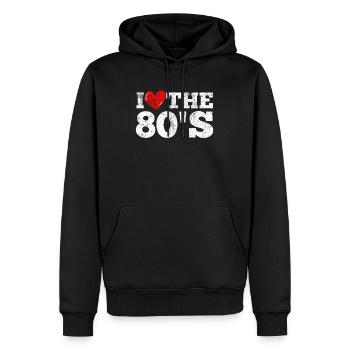 80er Ich Liebe Die - Männer Premium Bio Hoodie - Schwarz - Vorne - Nico (187cm)