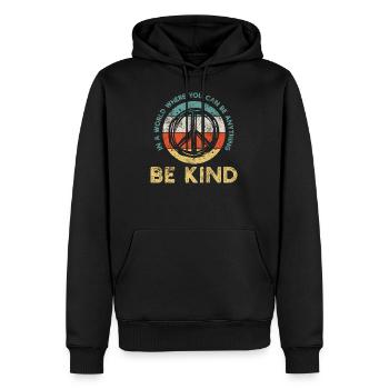 Be Kind - Männer Premium Bio Hoodie - Schwarz - Vorne - Nico (187cm)
