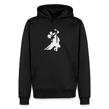 Salsa - silhouette d'un couple dansant - Sweat à capuche Premium bio Homme - noir - Devant - Nico (187cm)