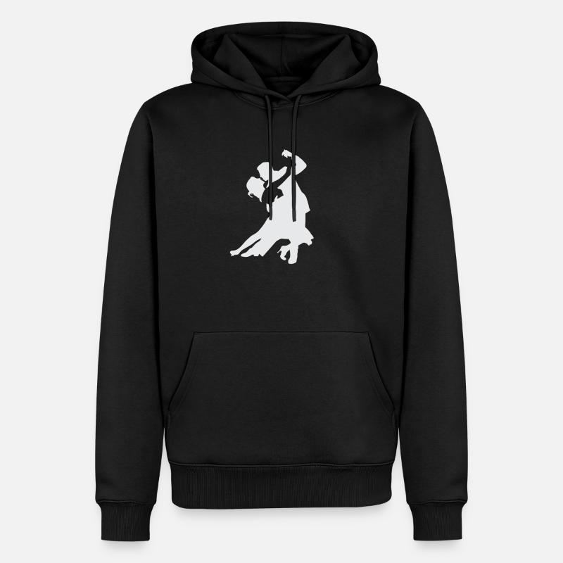 Salsa - silhouette d'un couple dansant - Sweat à capuche Premium bio Homme - noir