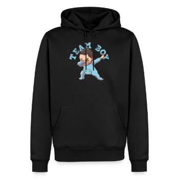 Équipe de révélation de genre garçon - Sweat à capuche Premium bio Homme - noir - Devant - Nico (187cm)