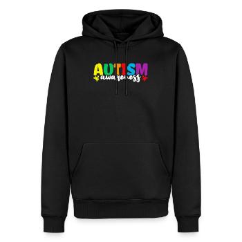 Autisme - Sweat à capuche Premium bio Homme - noir - Devant - Nico (187cm)