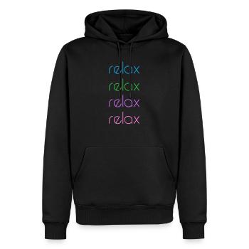 relax yoga namaste yoga - Sweat à capuche Premium bio Homme - noir - Devant - Nico (187cm)
