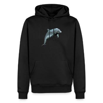 Dolphin - polygon / triangle - Men’s Premium Organic Hoodie - black - Front - Nico (187cm)
