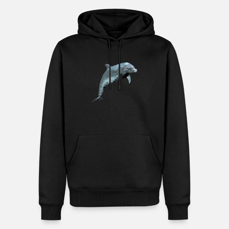 Delfin - Polygon / Dreieck - Männer Premium Bio Hoodie - Schwarz