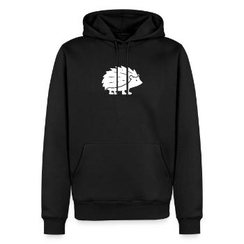 Hérisson - blanc, dessin simplifié - Sweat à capuche Premium bio Homme - noir - Devant - Nico (187cm)