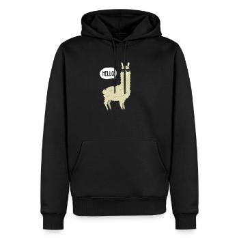 Lama - HELLO Lama avec lunettes de soleil - Sweat à capuche Premium bio Homme - noir - Devant - Nico (187cm)