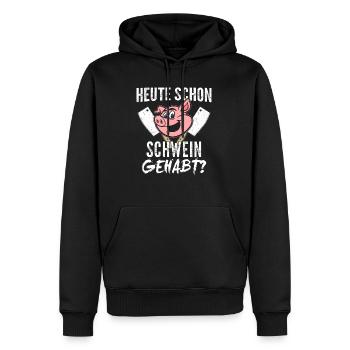 Heute Schon Schwein Gehabt Metzger - Männer Premium Bio Hoodie - Schwarz - Vorne - Nico (187cm)