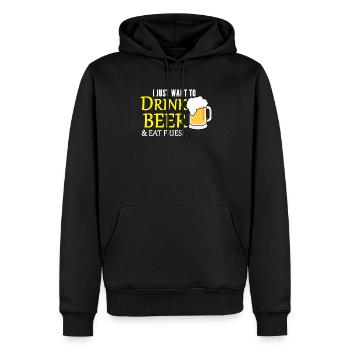 Bier und Pommes - Männer Premium Bio Hoodie - Schwarz - Vorne - Nico (187cm)