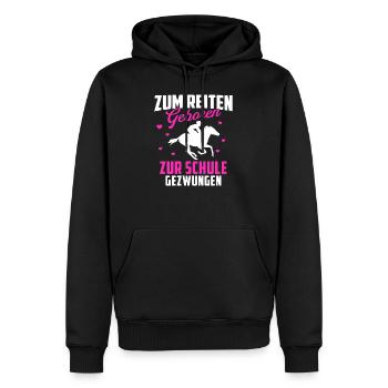 Zum Reiten Geboren Schule Gezwungen Pferd - Männer Premium Bio Hoodie - Schwarz - Vorne - Nico (187cm)