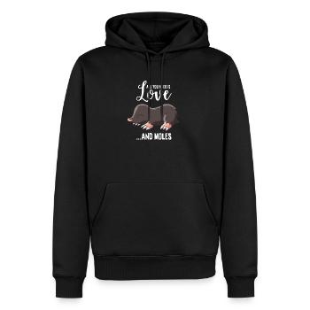 Maulwurf - All you need is love and moles - Männer Premium Bio Hoodie - Schwarz - Vorne - Nico (187cm)