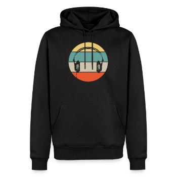 DJ Techno Retro - Männer Premium Bio Hoodie - Schwarz - Vorne - Nico (187cm)