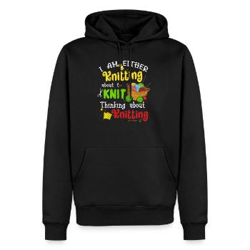 Knitting About To Knit Thinking About Knitting - Men’s Premium Organic Hoodie - black - Front - Nico (187cm)