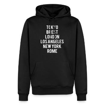 BREST Limited Edition - Men’s Premium Organic Hoodie - black - Front - Nico (187cm)
