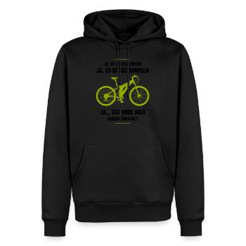E-Bike Ich habe Dich Überholt Biker Fahrrad Spruch - Männer Premium Bio Hoodie - Schwarz - Vorne - Nico (187cm)