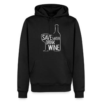 Save Water Drink Wine Wine Drinker Wine Saying - Men’s Premium Organic Hoodie - black - Front - Nico (187cm)
