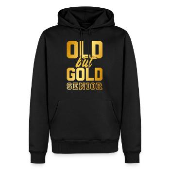 Old but gold senior in gold letters - Men’s Premium Organic Hoodie - black - Front - Nico (187cm)