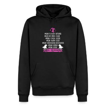 Mein Freiberger Pferd Pferde Reiten - Männer Premium Bio Hoodie - Schwarz - Vorne - Nico (187cm)