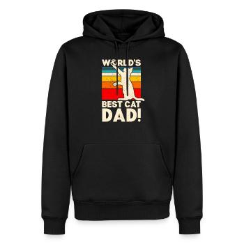World's Best Cat Dad T-Shirt Funny Cat Dad - Sweat à capuche Premium bio Homme - noir - Devant - Nico (187cm)