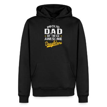 Fier papa de trois filles géniales fête des pères - Sweat à capuche Premium bio Homme - noir - Devant - Nico (187cm)