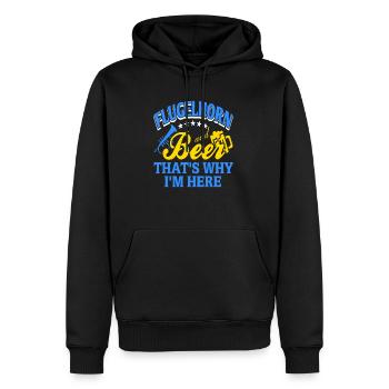 Flügelhorn und Bier, darum bin ich hier - Männer Premium Bio Hoodie - Schwarz - Vorne - Nico (187cm)