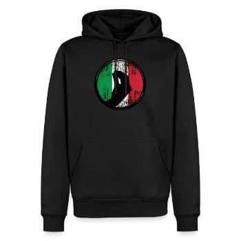 Italie Italiens geste de la main drapeau italien - Sweat à capuche Premium bio Homme - noir - Devant - Nico (187cm)