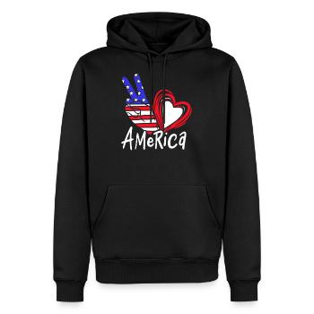 Amérique - Sweat à capuche Premium bio Homme - noir - Devant - Nico (187cm)