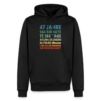 47e anniversaire 47 ans cadeau - Sweat à capuche Premium bio Homme - noir - Devant - Nico (187cm)