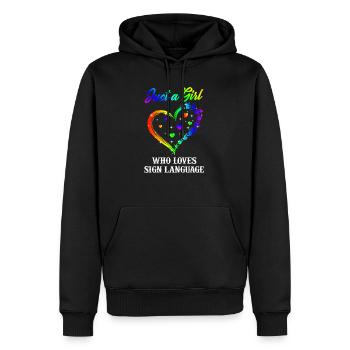 Juste une fille qui aime la langue des signes ASL Love - Sweat à capuche Premium bio Homme - noir - Devant - Nico (187cm)