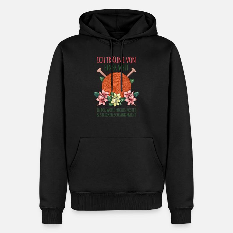 Stricken Häkeln Näherin Wolle Hobby - Männer Premium Bio Hoodie - Schwarz