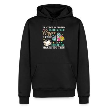 Le fil des amateurs de crochet est gratuit Le café est sain - Sweat à capuche Premium bio Homme - noir - Devant - Nico (187cm)