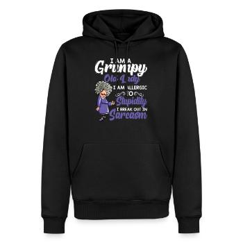 T-shirt grincheux vieux je suis allergique à la stupidité - Sweat à capuche Premium bio Homme - noir - Devant - Nico (187cm)