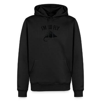 Humour de pêche à la mouche - I'm So Fly - Sweat à capuche Premium bio Homme - noir - Devant - Nico (187cm)