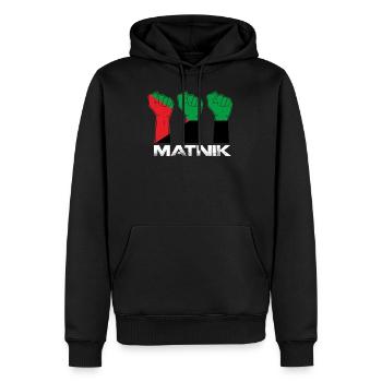 Martinique 972 définition - Sweat à capuche Premium bio Homme - noir - Devant - Nico (187cm)