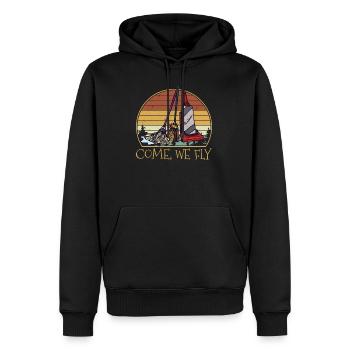 Viens, nous volons T-shirt sorcière Halloween - Sweat à capuche Premium bio Homme - noir - Devant - Nico (187cm)