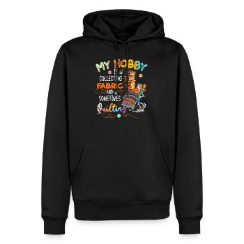 Mon passe-temps collecte des tissus et parfois du matelassage - Sweat à capuche Premium bio Homme - noir - Devant - Nico (187cm)