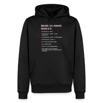 JGA Braut Hochzeit Checkliste - Männer Premium Bio Hoodie - Schwarz - Vorne - Nico (187cm)