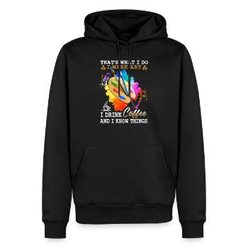 That's What I Do I Make Art I Drink Coffee - Männer Premium Bio Hoodie - Schwarz - Vorne - Nico (187cm)