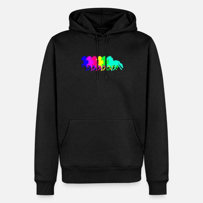 Islandpferd Regenbogen - Männer Premium Bio Hoodie - Schwarz