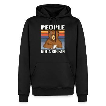 Ours de café disant que les gens ne sont pas un grand fan - Sweat à capuche Premium bio Homme - noir - Devant - Nico (187cm)