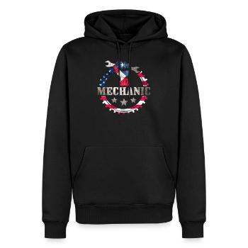 Mécanicien USA - Sweat à capuche Premium bio Homme - noir - Devant - Nico (187cm)