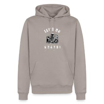 Fotograf Fotoshoot Fotoshooting - Männer Premium Bio Hoodie - Taupe - Vorne - Nico (187cm)